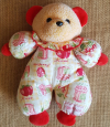 Peluche ours en tissu imprimé de fraises et confiture Nounours - Vintage